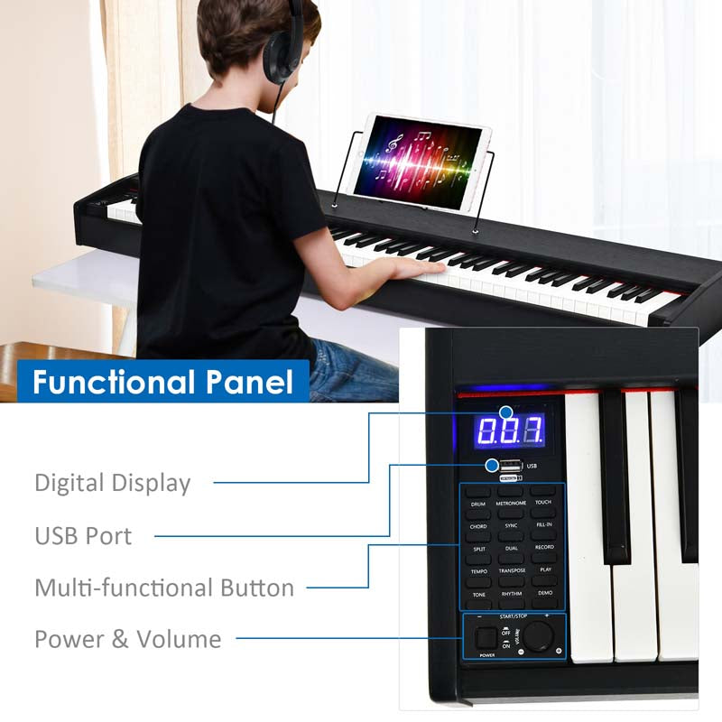 88-Key Digital Piano Full Size Weighted Keyboard with Sustain Pedal, Portable Electric Piano for Beginner Adults Practice