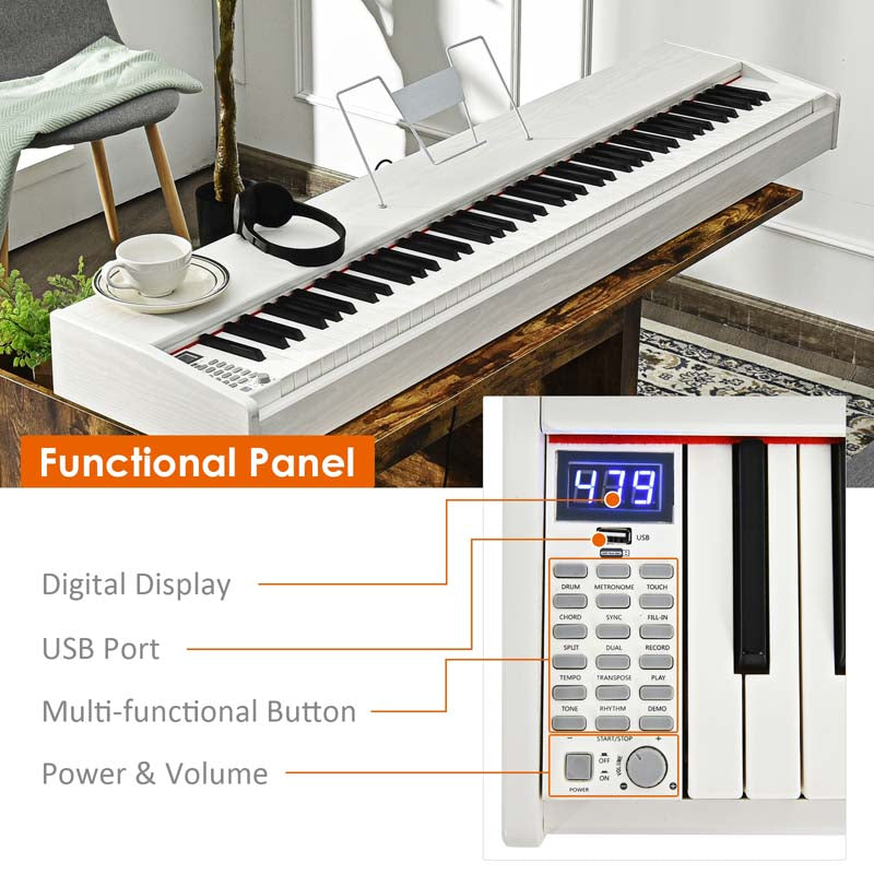 88-Key Digital Piano Full Size Weighted Keyboard with Sustain Pedal, Portable Electric Piano for Beginner Adults Practice