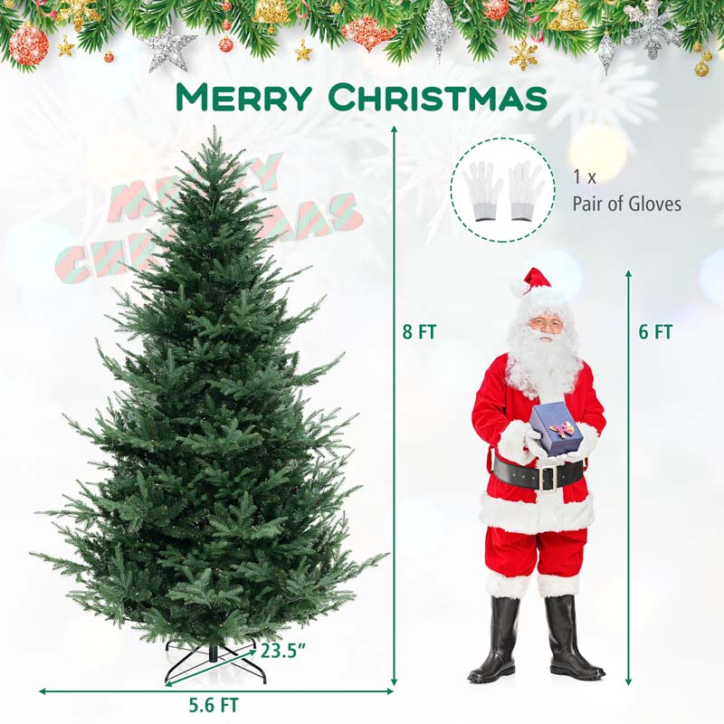 6/7/8 FT Pre-Lit Artificial Christmas Tree, Hinged Xmas Tree with 240/340/450 Warm White LED Lights, 8 Lighting Modes, 778/1090/1480 Branch Tips