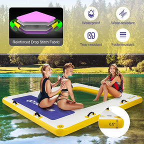 8 x 8 FT Inflatable Floating Dock Platform with Mesh Swim Lounge, Portable Bag, Portable Bag, Water Mat Raft for Lake Beach Ocean Pool