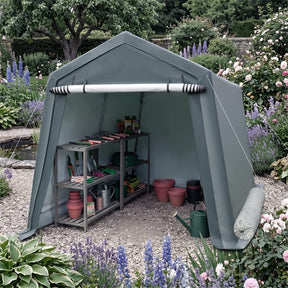 8 x 14 FT Heavy Duty Steel Enclosed Carport Car Canopy Tent Outdoor Garage Storage Shelter Shed with Waterproof Ripstop Cover