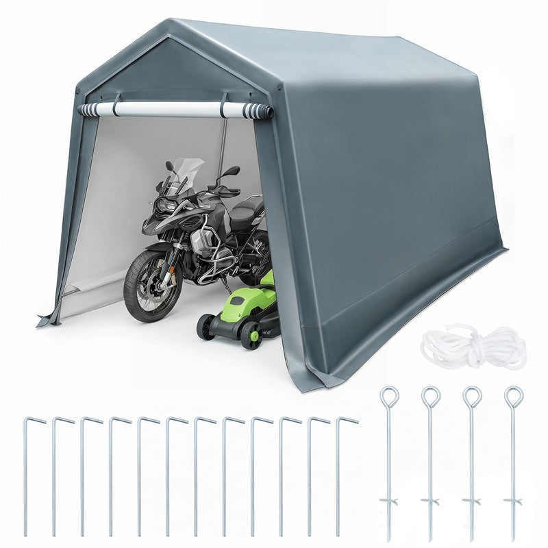 8 x 14 FT Heavy Duty Steel Enclosed Carport Car Canopy Tent Outdoor Garage Storage Shelter Shed with Waterproof Ripstop Cover