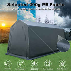 8 x 14 FT Heavy Duty Steel Enclosed Carport Car Canopy Tent Outdoor Garage Storage Shelter Shed with Waterproof Ripstop Cover