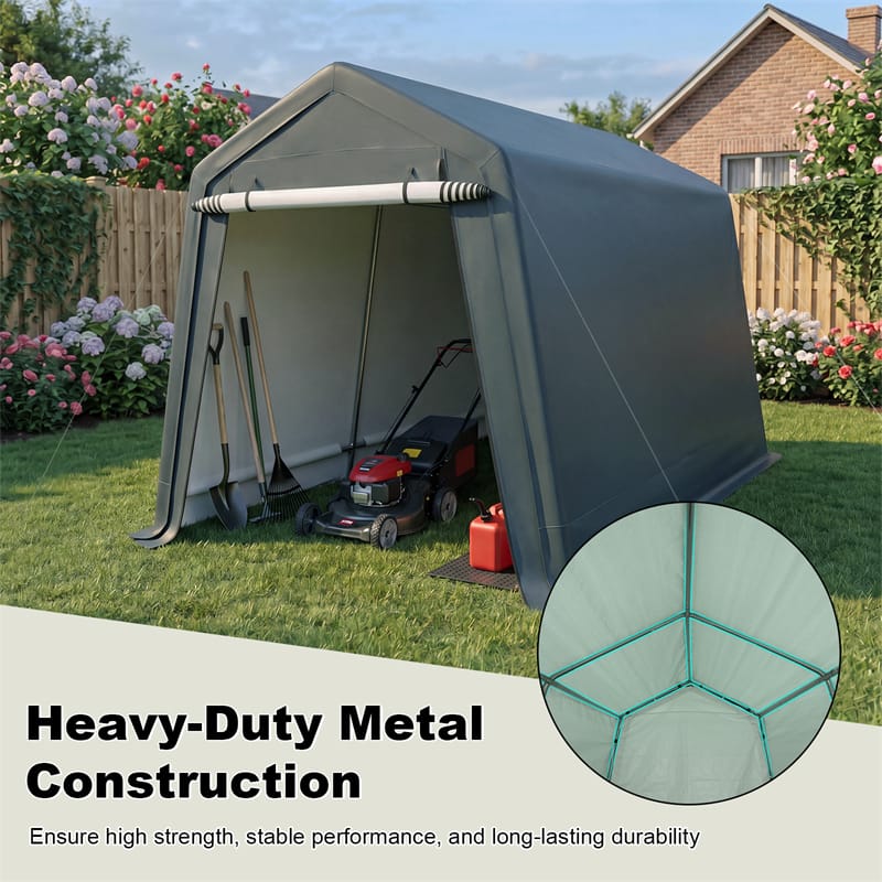 8 x 14 FT Heavy Duty Steel Enclosed Carport Car Canopy Tent Outdoor Garage Storage Shelter Shed with Waterproof Ripstop Cover