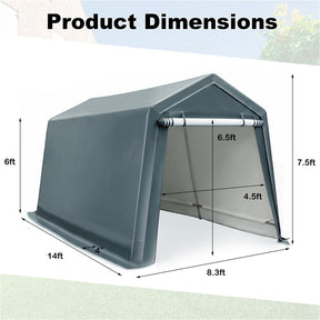 8 x 14 FT Heavy Duty Steel Enclosed Carport Car Canopy Tent Outdoor Garage Storage Shelter Shed with Waterproof Ripstop Cover