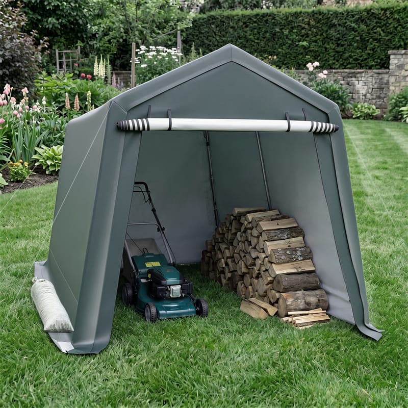 8 x 14 FT Heavy Duty Steel Enclosed Carport Car Canopy Tent Outdoor Garage Storage Shelter Shed with Waterproof Ripstop Cover