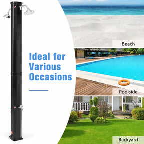 7.2 FT 9.3 Gallon Solar Heated Outdoor Shower with Dual Swivel Shower Heads & 2 Foot Showers, Outside Shower for Poolside Beach Backyard