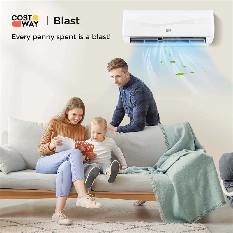 9000BTU Ductless Mini Split Air Conditioner, 19 SEER2 115V Wall-Mounted Inverter AC Unit with Heat Pump, Energy Efficient Cools Room up to 450 Sq. Ft