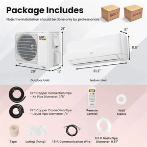 9000BTU Ductless Mini Split Air Conditioner, 19 SEER2 115V Wall-Mounted Inverter AC Unit with Heat Pump, Energy Efficient Cools Room up to 450 Sq. Ft