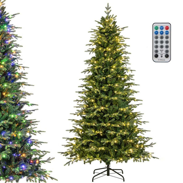 6/7.5/9 FT Pre-lit Artificial Christmas Tree with 714/1162/1770 Branch Tips, 260/380/560 LED Lights, 11 Lighting Modes, Timer, Remote Control