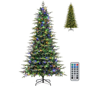 6/7.5/9 FT Pre-lit Artificial Christmas Tree with 714/1162/1770 Branch Tips, 260/380/560 LED Lights, 11 Lighting Modes, Timer, Remote Control