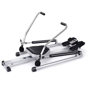 Full Motion Hydraulic Rowing Machine for Cardio Exercise, Folding Rower with LCD Monitor, Adjustable Resistance