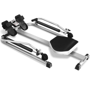 Full Motion Hydraulic Rowing Machine for Cardio Exercise, Folding Rower with LCD Monitor, Adjustable Resistance