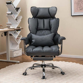 High Back Big & Tall Executive Office Chair with Reclining Backrest & Retractable Footrest, PU Leather Swivel Computer Task Chair