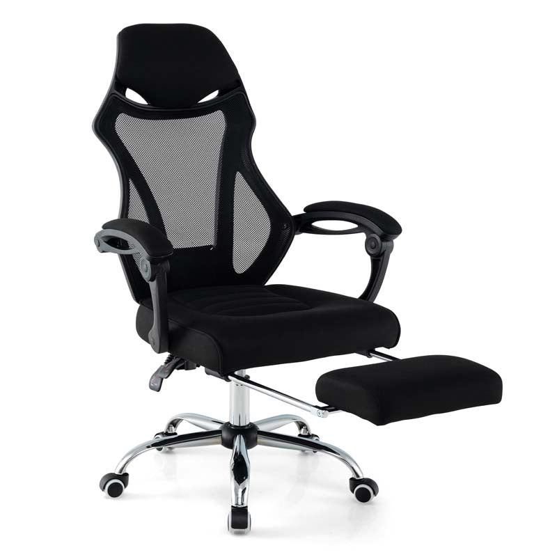 Mesh Office Chair Ergonomic Desk Chair with Footrest and Tilting Backrest, High Back Recliner Swivel Task Chair for Home Office