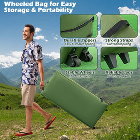5-in-1 Off-Ground Tent Cot 2-Person Foldable Camping Bed Tent with Awning, Air Mattress, Sleeping Bag, Carrying Bag