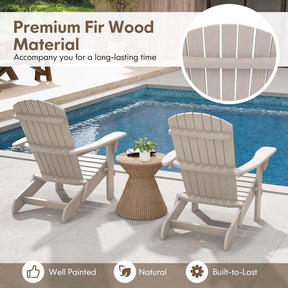 Set of 2 Wooden Foldable Adirondack Chairs w/High Back & Wide Armrests, Weather Resistant Fire Pit Chairs for Porch Lawn Poolside