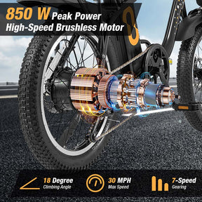 20" 30MPH Mini Ebike Foldable Electric Bicycle for Adults with 750W Brushless Motor, 54V 13Ah Battery, LCD Monitor, Cruise Control, 2 Charging Methods