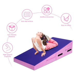 Folding Incline Gymnastics Wedge Mat with Carrying Handles, Gym Fitness Tumbling Mat for Training Home Exercise Aerobics