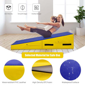 Folding Incline Gymnastics Wedge Mat with Carrying Handles, Gym Fitness Tumbling Mat for Training Home Exercise Aerobics
