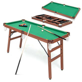 55" Foldable Pool Table with 2 Cue Sticks, Full Balls Set, Portable Billiard Tables for Kids Adults Family Indoor Game Room