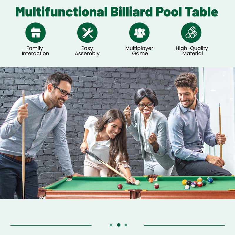 55" Foldable Pool Table with 2 Cue Sticks, Full Balls Set, Portable Billiard Tables for Kids Adults Family Indoor Game Room