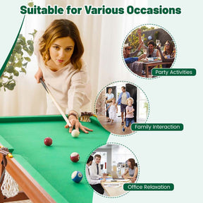 55" Foldable Pool Table with 2 Cue Sticks, Full Balls Set, Portable Billiard Tables for Kids Adults Family Indoor Game Room