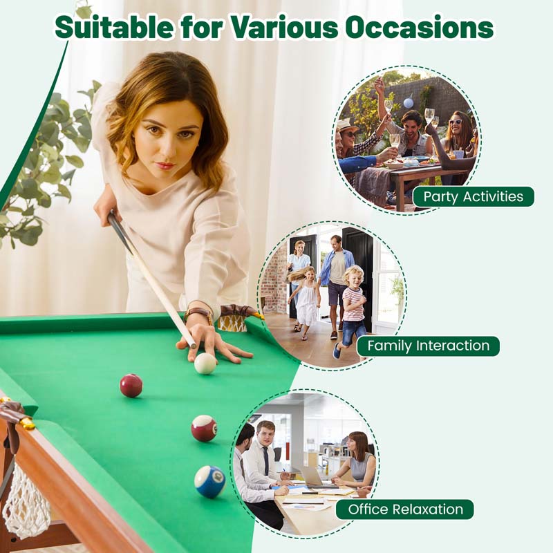 55" Foldable Pool Table with 2 Cue Sticks, Full Balls Set, Portable Billiard Tables for Kids Adults Family Indoor Game Room