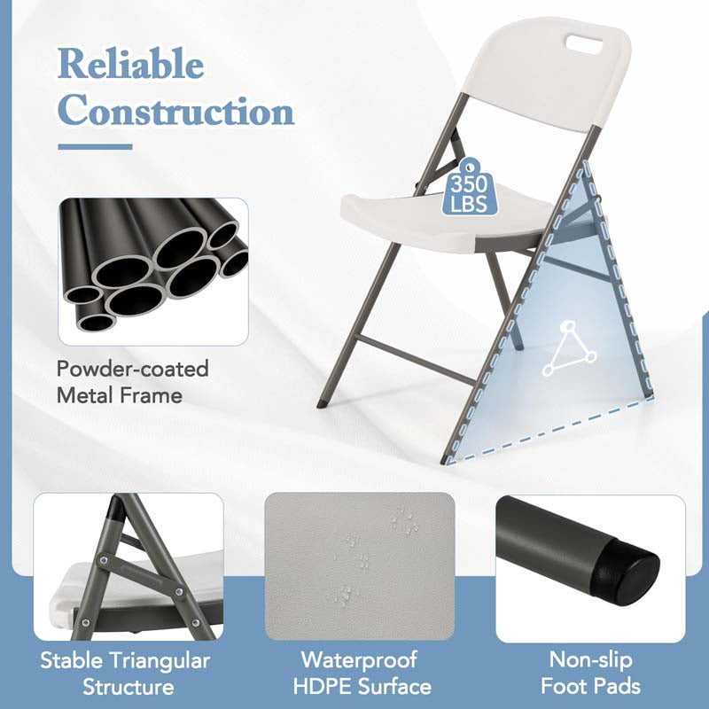 4/8/12 Pack HDPE Plastic Folding Chairs, Waiting Room Chairs with Metal Frame, Portable Banquet Chairs, Vinyl Stackable Party Chairs