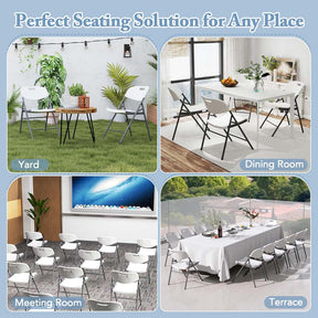 4/8/12 Pack HDPE Plastic Folding Chairs, Waiting Room Chairs with Metal Frame, Portable Banquet Chairs, Vinyl Stackable Party Chairs