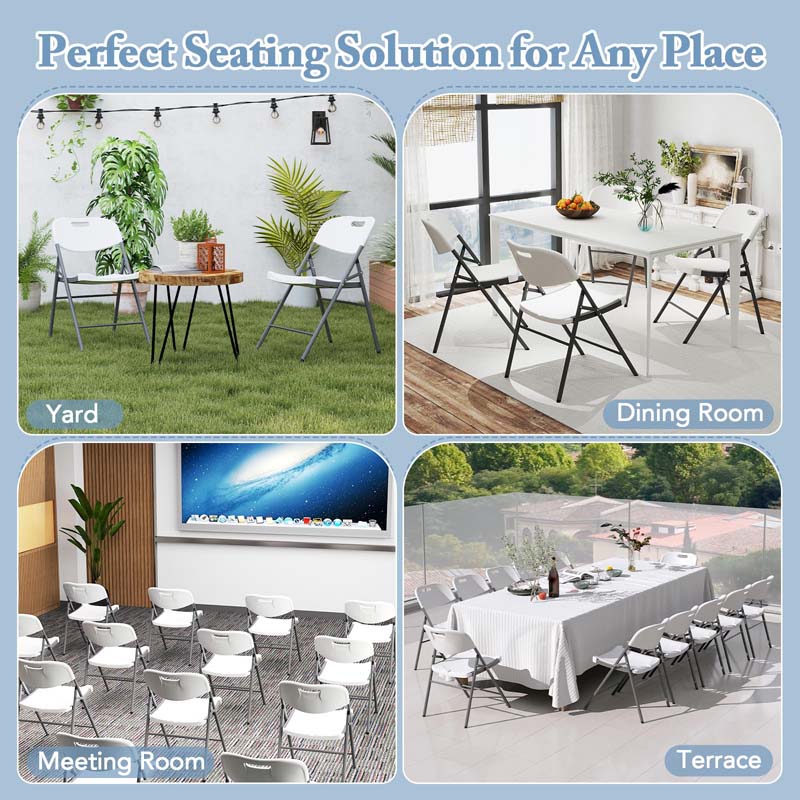 4/8/12 Pack HDPE Plastic Folding Chairs, Waiting Room Chairs with Metal Frame, Portable Banquet Chairs, Vinyl Stackable Party Chairs