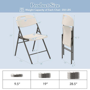 4/8/12 Pack HDPE Plastic Folding Chairs, Waiting Room Chairs with Metal Frame, Portable Banquet Chairs, Vinyl Stackable Party Chairs