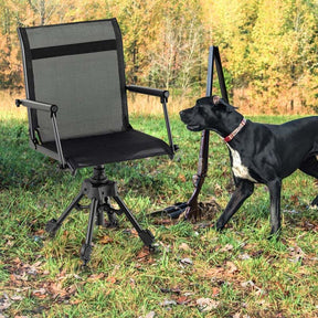 360° Swivel Silent Folding Hunting Blind Chair for Shooting Fishing, Portable Sniper Seat with 4 Adjustable Legs, All-Terrain Foot Pads