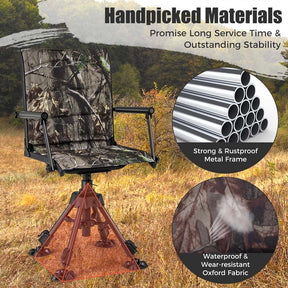 360° Swivel Silent Folding Hunting Blind Chair for Shooting Fishing, Portable Sniper Seat with 4 Adjustable Legs, All-Terrain Foot Pads