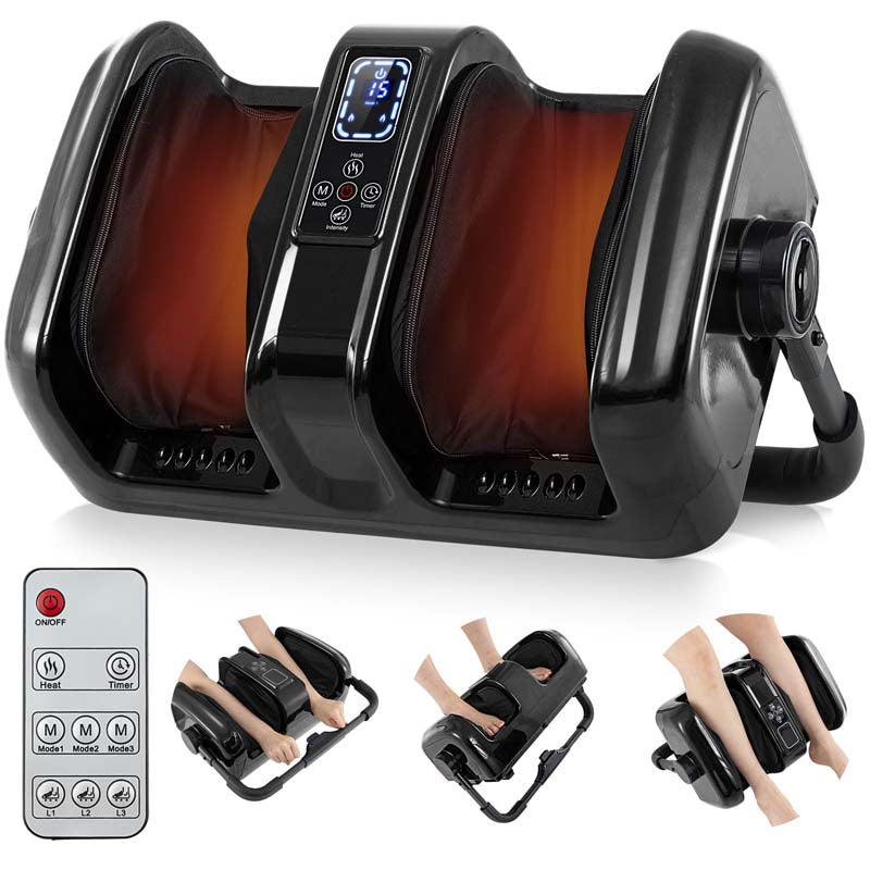 Foot Massager with Heat, 3 Massage Modes & Speed, 360° Adjustable Stand, Remote, Shiatsu Leg Massager for Feet Calf Arms Relax