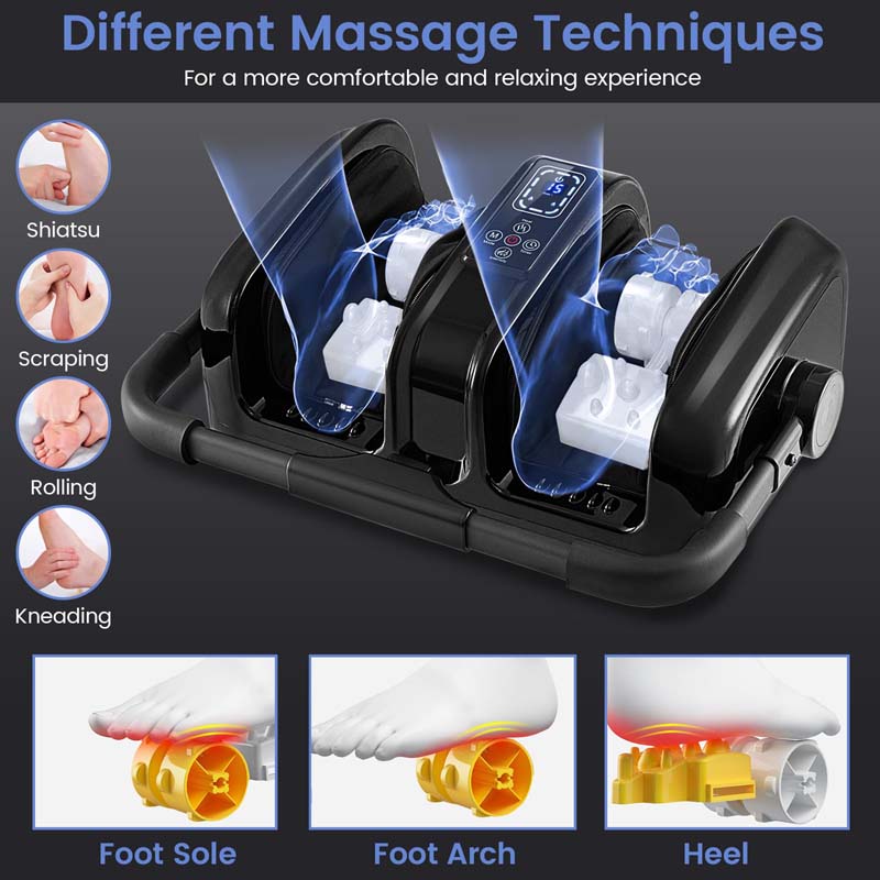 Foot Massager with Heat, 3 Massage Modes & Speed, 360° Adjustable Stand, Remote, Shiatsu Leg Massager for Feet Calf Arms Relax