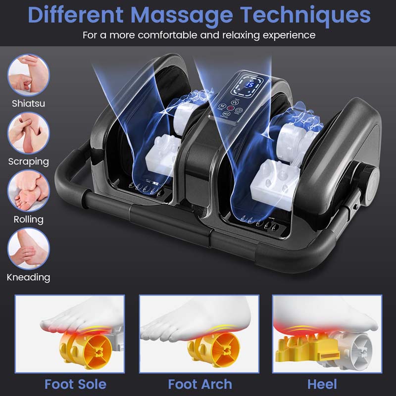 Foot Massager with Heat, 3 Massage Modes & Speed, 360° Adjustable Stand, Remote, Shiatsu Leg Massager for Feet Calf Arms Relax