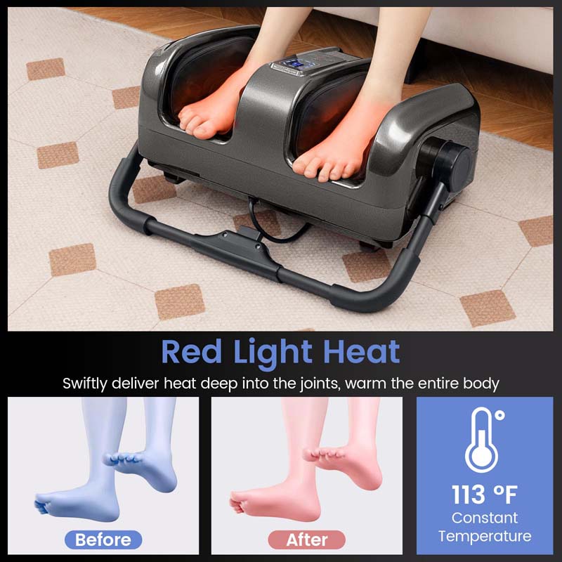 Foot Massager with Heat, 3 Massage Modes & Speed, 360° Adjustable Stand, Remote, Shiatsu Leg Massager for Feet Calf Arms Relax