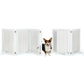 Multi-Shape Freestanding Pet Gate Playpen 144" Extra Wide Foldable Dog Gate Fence Barrier with 6 Panels, 4 Support Feet