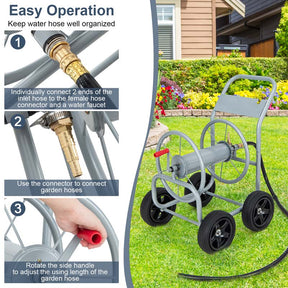 Garden Hose Reel Cart Holds 330 FT of 3/4" or 5/8” & 400 FT of 1/2" Hose, Heavy Duty Yard Water Planting Cart