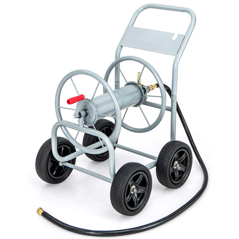 Garden Hose Reel Cart Holds 330ft of 3/4 Inch or 5/8 Inch Hose-Silver | Costway