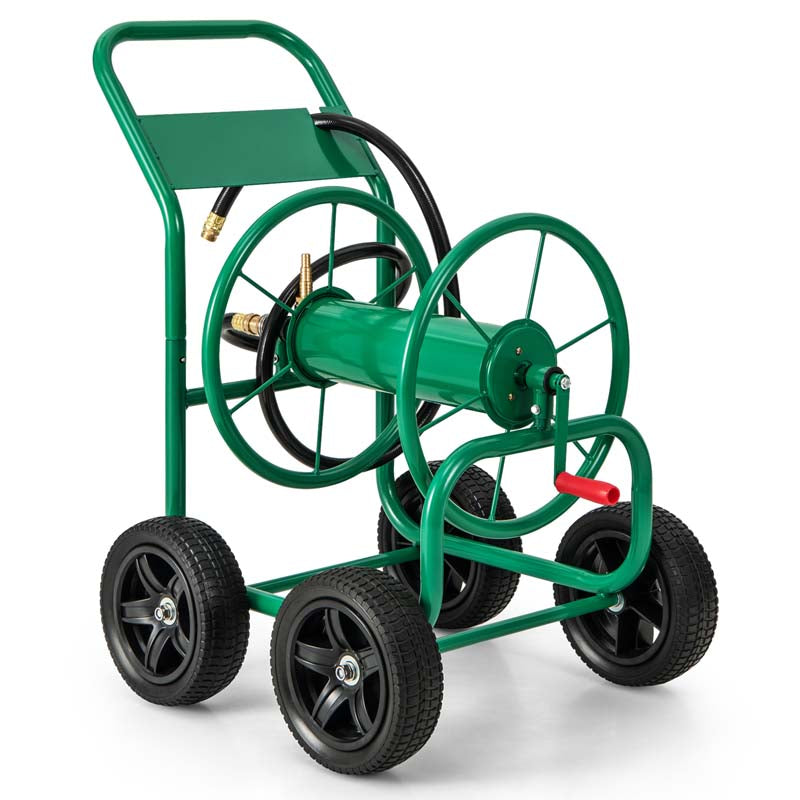 Green Garden Hose Reel Cart with Non-slip Grip, Outdoor Mobile Water Hose Cart, Hold 330 FT of 5/8" or 3/4", 400 FT of 1/2" Hose