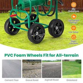 Green Garden Hose Reel Cart with Non-slip Grip, Outdoor Mobile Water Hose Cart, Hold 330 FT of 5/8" or 3/4", 400 FT of 1/2" Hose