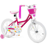 18" Kids Bike with Removable Training Wheels, Adjustable Seat, Steel Frame & Brake, Kids Bicycle for 4-9 Years Old Toddler Girls Boys