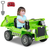 12V Kids Ride on Dump Truck w/Dump Bed, Battery Operated Electric Construction Vehicle Toy Car for Boys Girls Gift