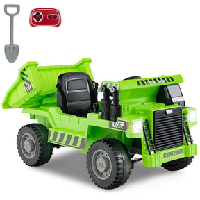 12V Kids Ride on Dump Truck w/Dump Bed, Battery Operated Electric Construction Vehicle Toy Car for Boys Girls Gift