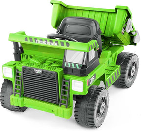 12V Kids Ride on Dump Truck w/Dump Bed, Battery Operated Electric Construction Vehicle Toy Car for Boys Girls Gift