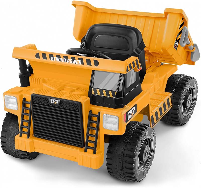 12V Kids Ride on Dump Truck w/Dump Bed, Battery Operated Electric Construction Vehicle Toy Car for Boys Girls Gift