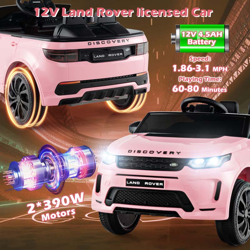 12V Licensed Land Rover Discovery Kids Ride On Car, Electric Vehicle Toy Car w/Remote Control, Lockable Doors, Slow Start System, LED Lights