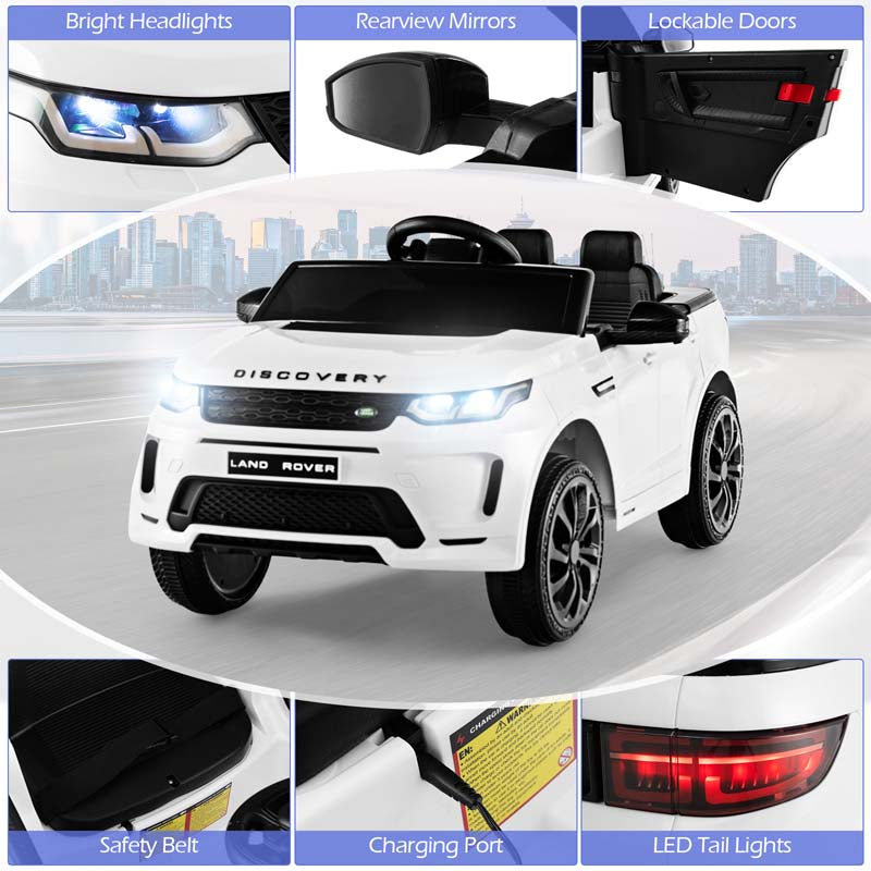 12V Licensed Land Rover Discovery Kids Ride On Car, Electric Vehicle Toy Car w/Remote Control, Lockable Doors, Slow Start System, LED Lights